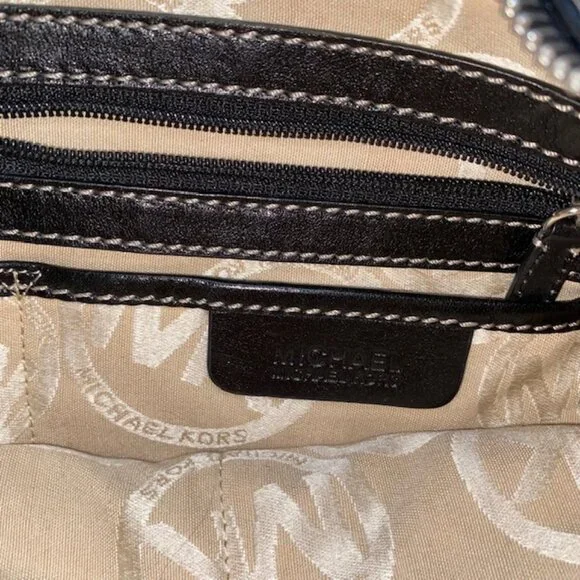 Michael Kors Bedford Leather Shoulder Bag - BlackSilver Studs & MK Logo
